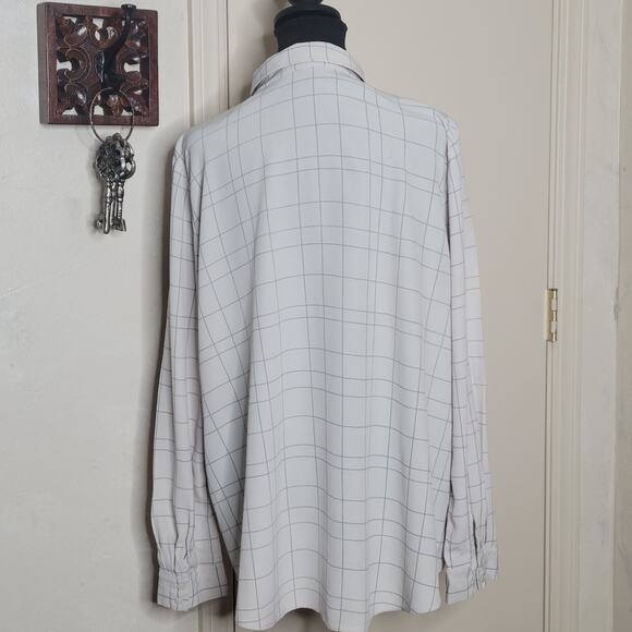 Eileen Fisher Windowpane Ivory Point Collar Lightweight Button Down Shirt✨️XL - Picture 2 of 10